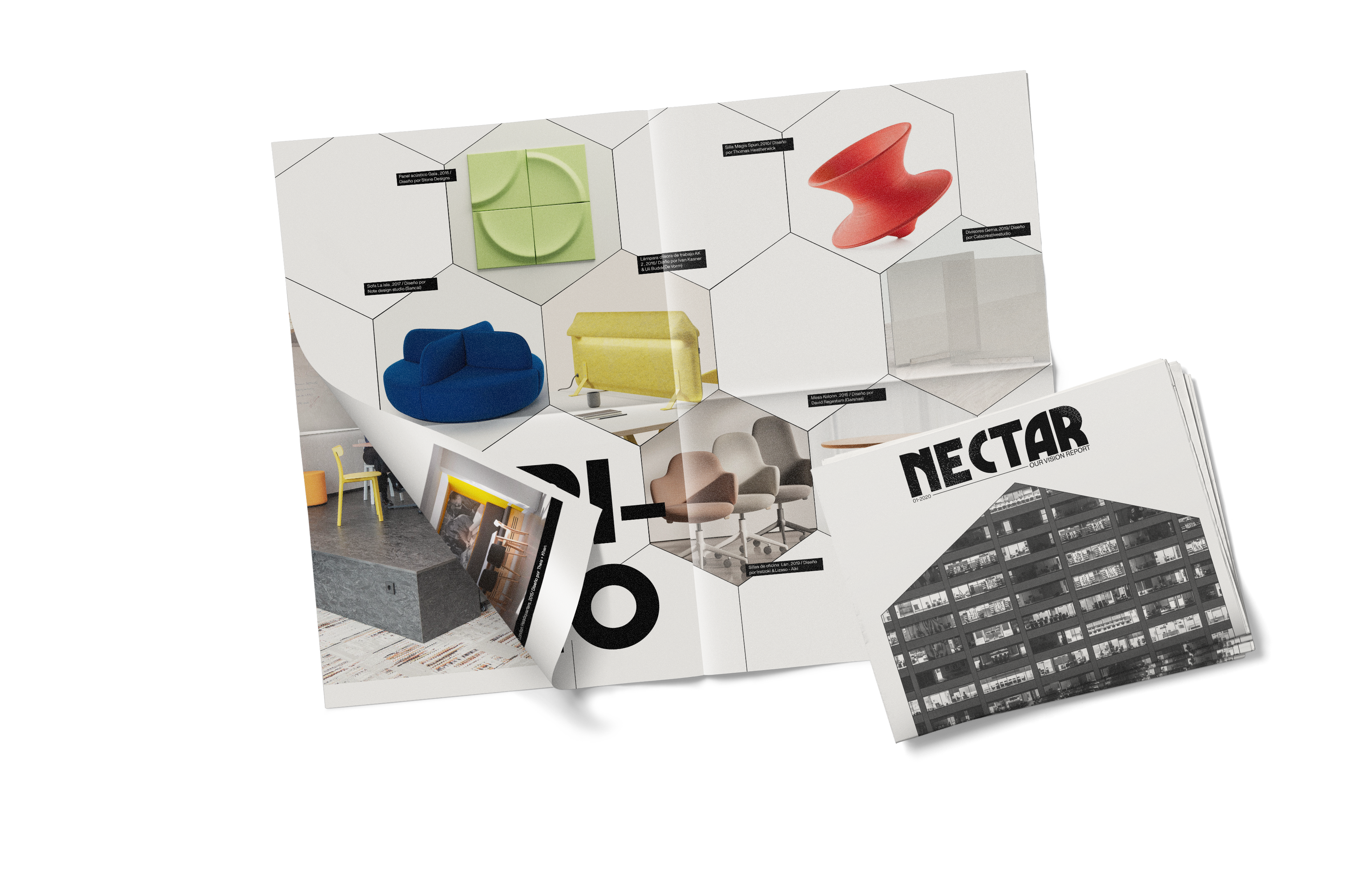 periodico avverto y cerrado de nectar con imagenes de mobiliario